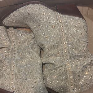 Jessica Simpson Sexy Bridal party glitter glam beaded boots hard to find
